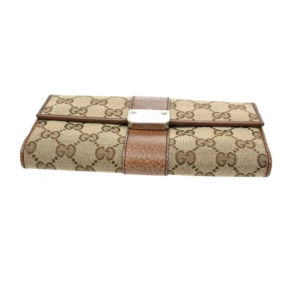 GUCCI Logo GG Pattern Long Wallet Canvas Leather Brown SHW 68EF217 - Picture 6 of 16